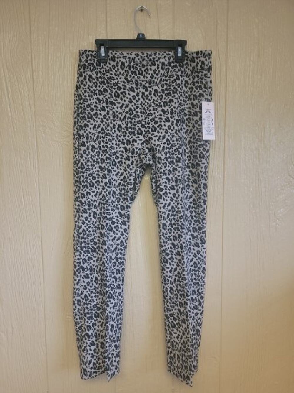 Nanette Lepore Leopard Pant Ankle Slit Cuff Legging Pull-On Gold Black sz 4